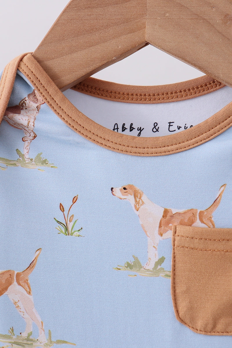 Blue puppy print bamboo bubble