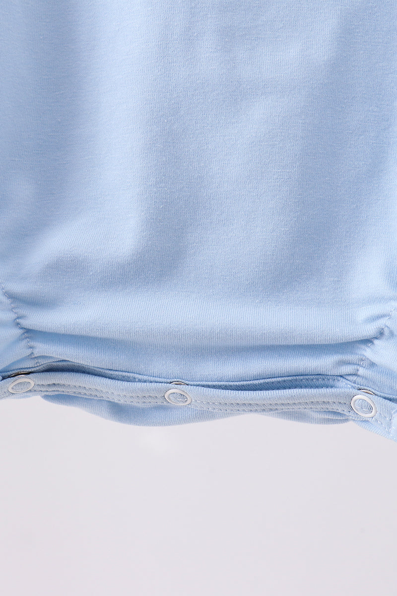 Blue floral boot applique ruffle bubble