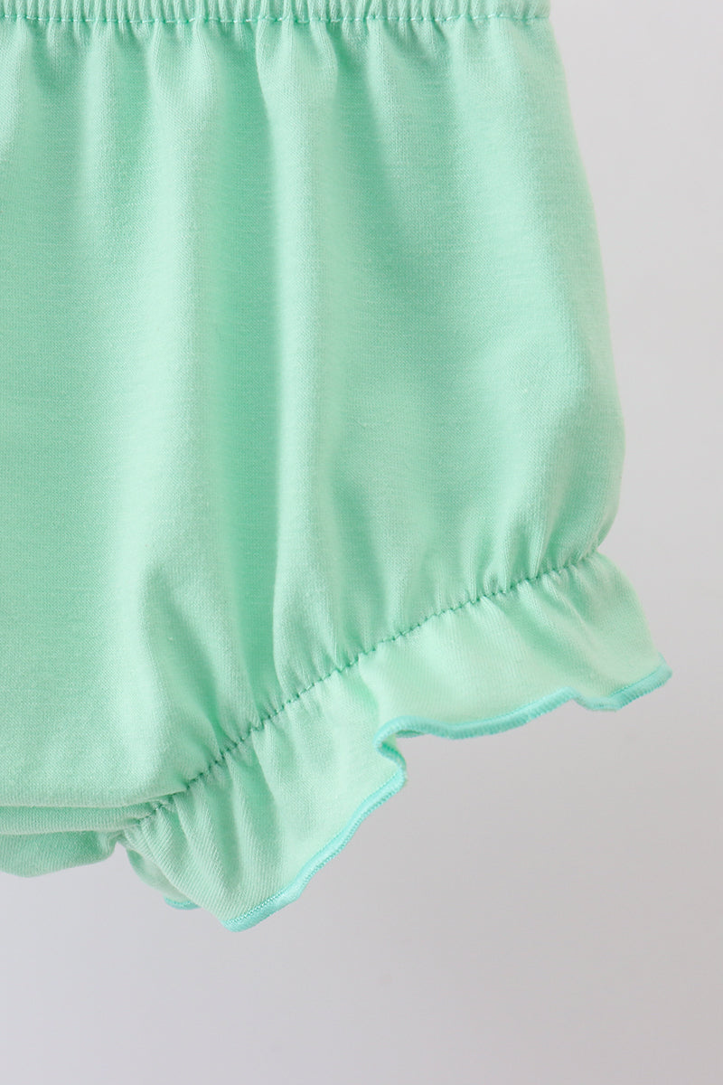 Blue marine creature print ruffle bloomer set