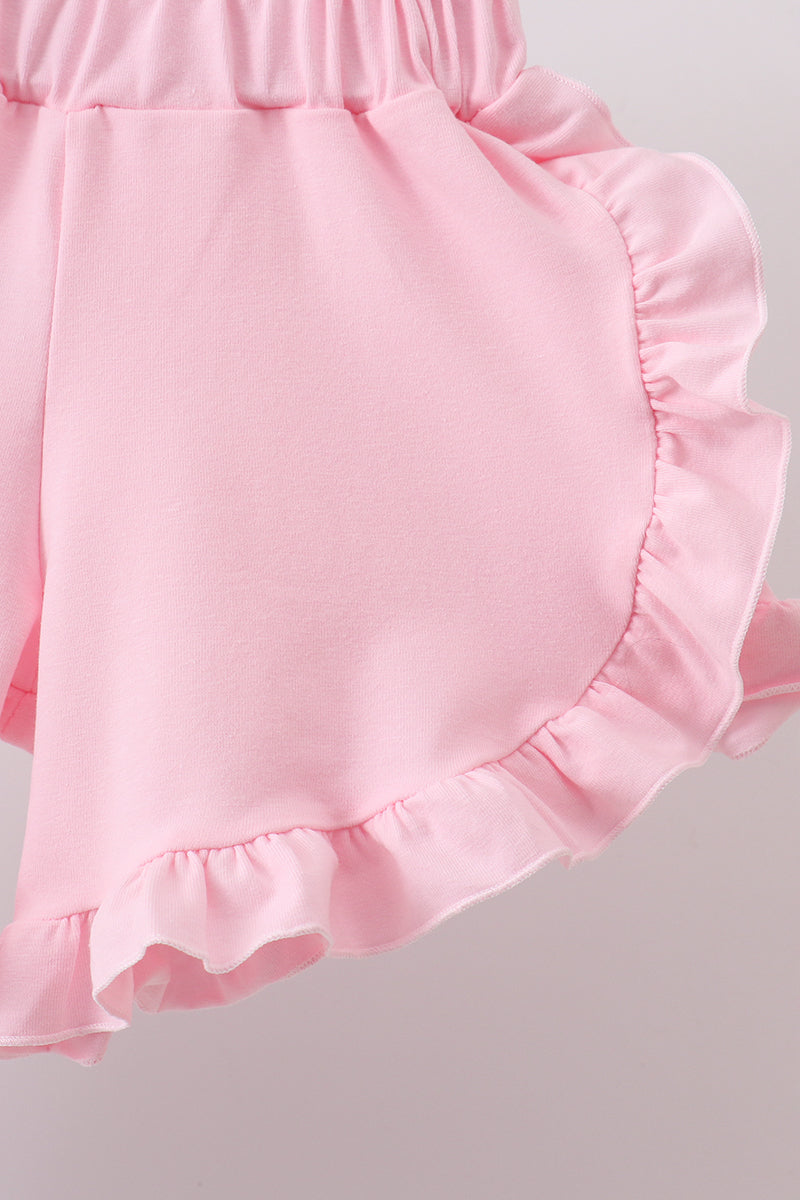 Blue floral print ruffle bloomer set